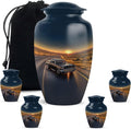 Black Car Funeral Cremation Urns for Ashes Adult - Sunset Large Memorial Urn for Human Ashes - Classic Car Urns - Small Decorative Burial Ash Holder for Adult Male, Set of 5-10 Inch, 3 Inch