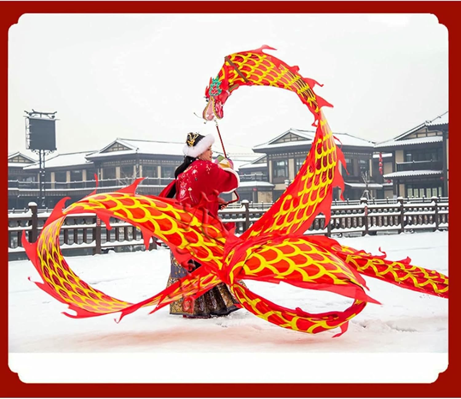 Chinese 3D Dragon Silk Dragon Dance Wu Long Ribbon Streamer Dragon and Lion Dance Props Outdoor Flinging Fitness Dragon Dance