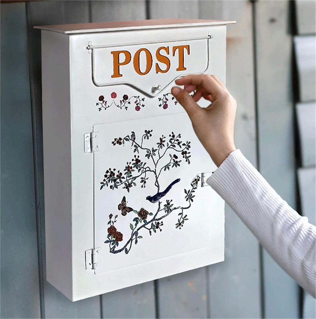 Mailboxes for Outside Wall Mounted Storage Mailbox Postbox Outdoor Creative Wall Iron Belt Lock Suggestion Box Mail Box(40x12x27cm)