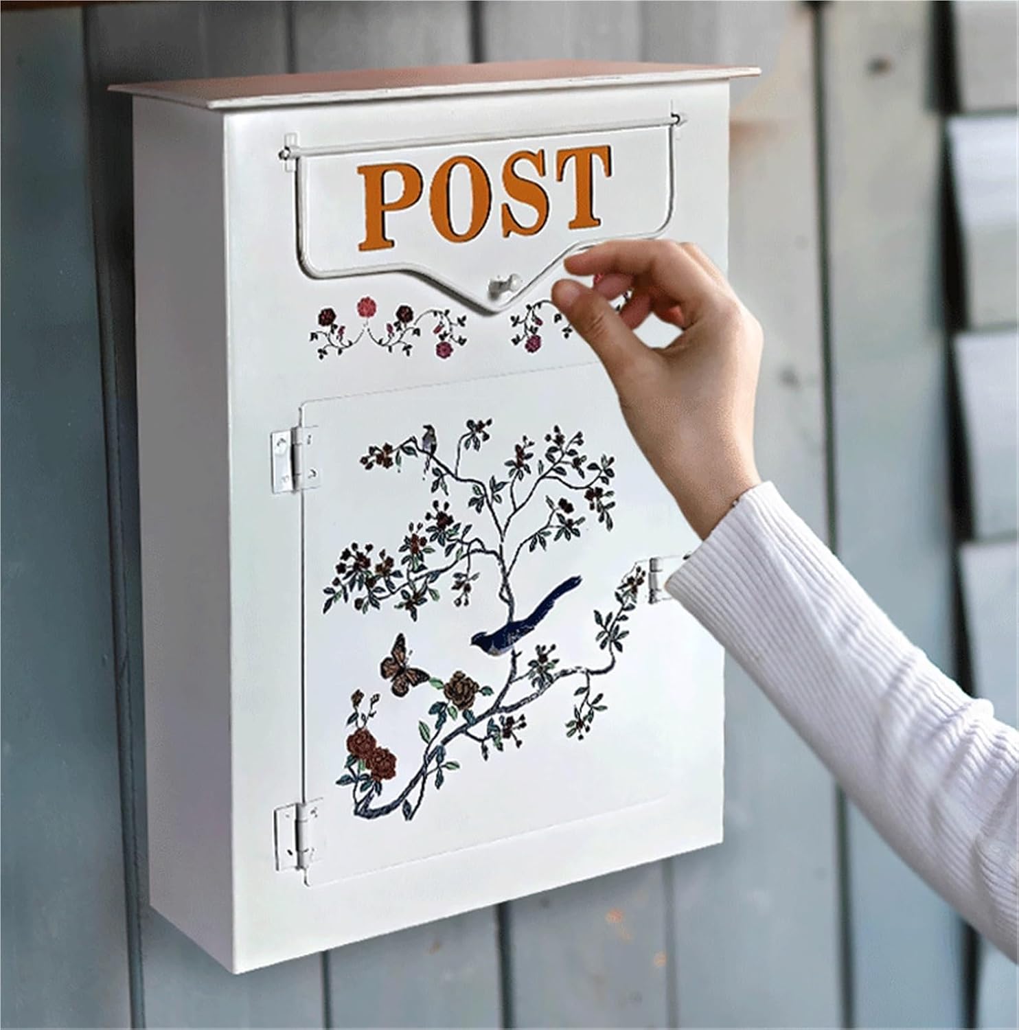 Mailboxes for Outside Wall Mounted Storage Mailbox Postbox Outdoor Creative Wall Iron Belt Lock Suggestion Box Mail Box(40x12x27cm)