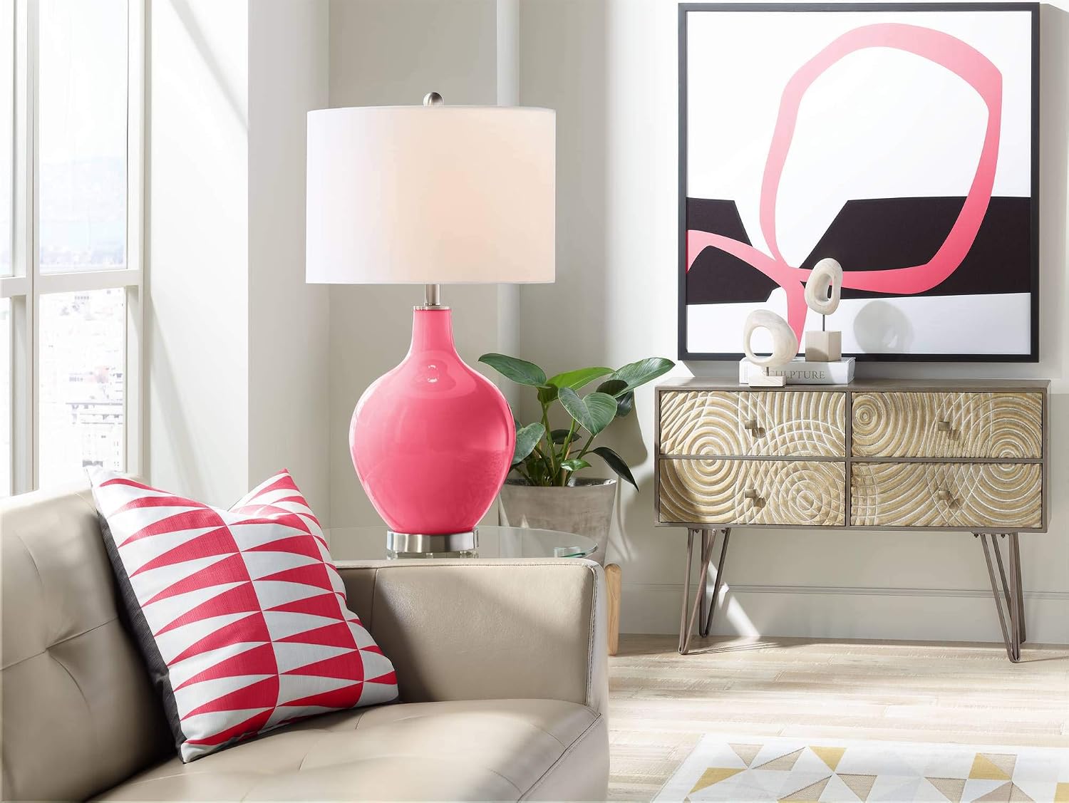 Color + Plus OVO 28 1/2' Eros Pink Table Lamp