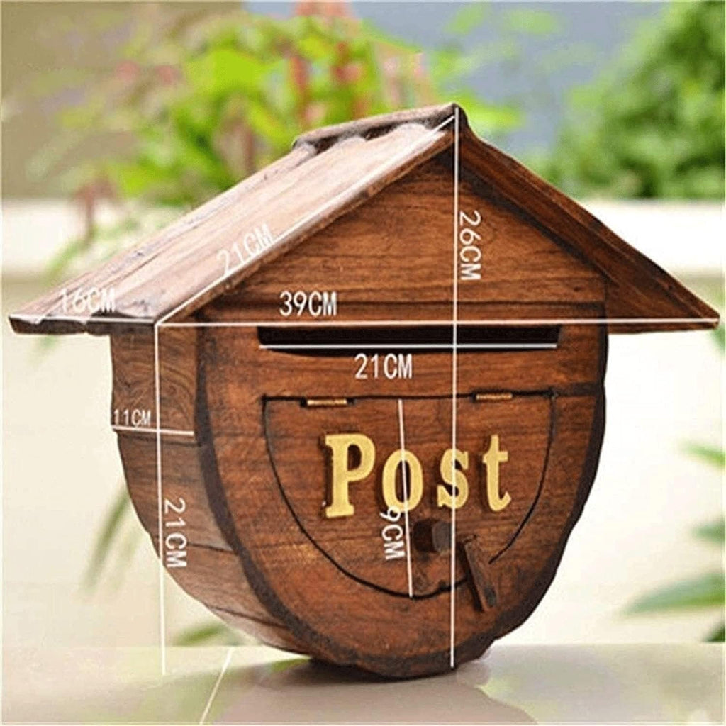 Wall-Mounted Mailbox - Wooden Post Box, Mailboxes Wall Mounted, Easy to Install, Suitable for Villa, Outdoor, School, Family