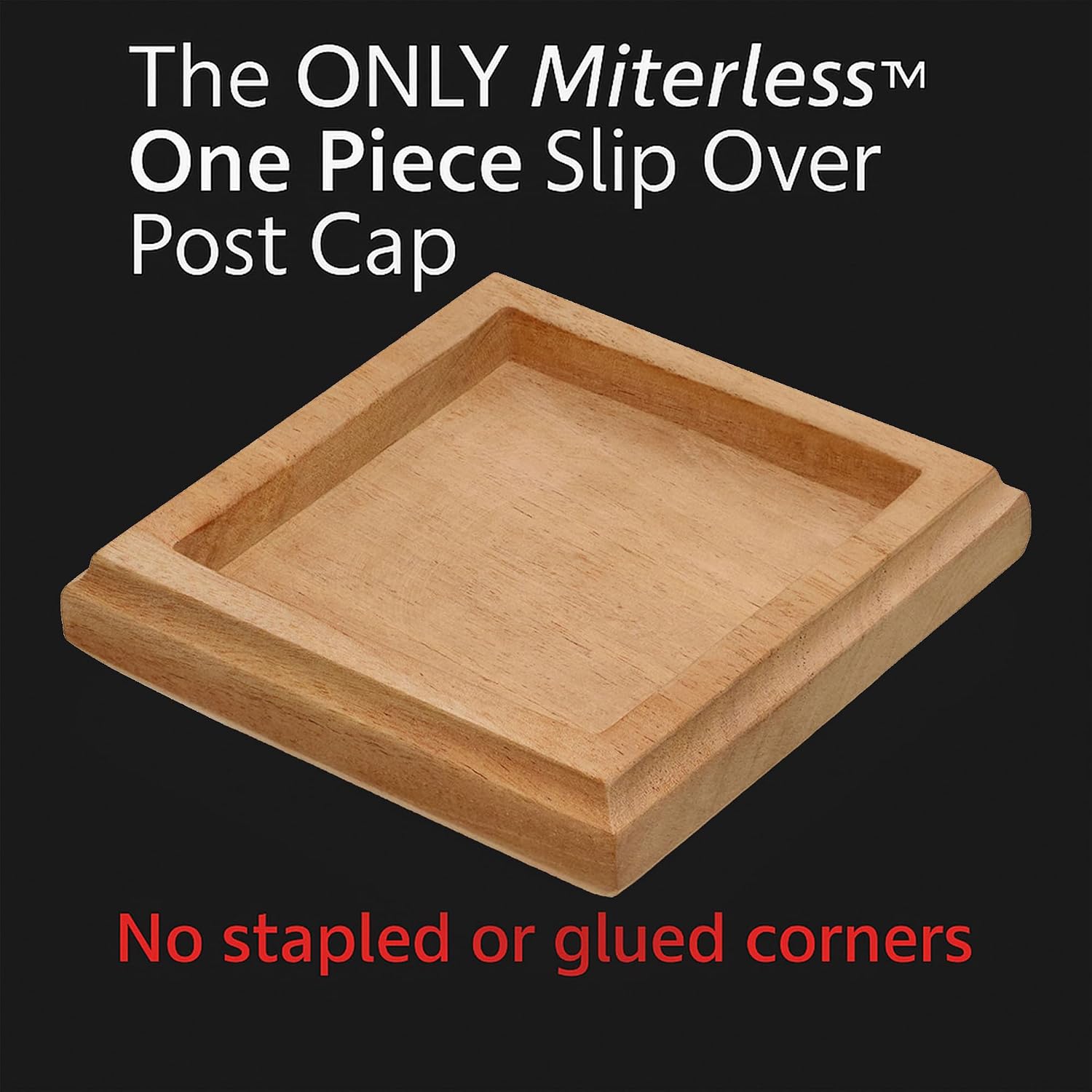 3.5' x 3.5' Wood ONE-Piece Slip Over Post Cap - Traditional Pyramid - 12 Pack - One-Piece Miterless - 3/8' Extended Lip - (for 4x4 Post Measuring 3-1/2' x 3-1/2')