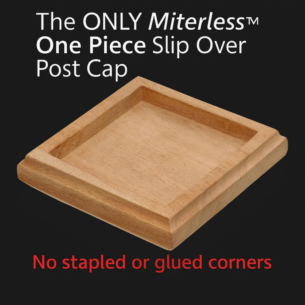 3.5' x 3.5' Wood ONE-Piece Slip Over Post Cap - Traditional Pyramid - 24 Pack - One-Piece Miterless - 3/8' Extended Lip - (for 4x4 Post Measuring 3-1/2' x 3-1/2')