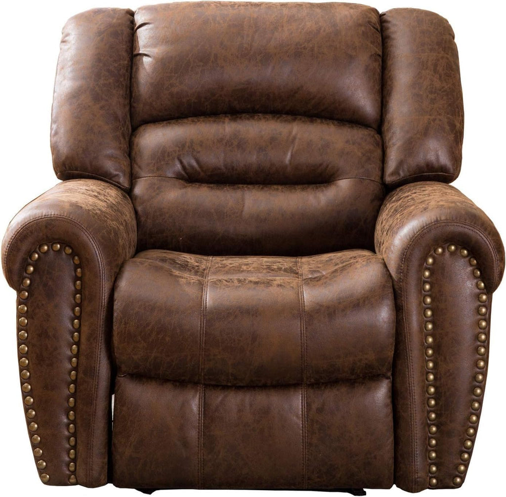 Distinctive Brass Rivets Design Electric Recliner Chair Breathable Bonded Leather Classic Single Sofa Chairs for Home Theater Living Room Bedroom