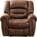 Distinctive Brass Rivets Design Electric Recliner Chair Breathable Bonded Leather Classic Single Sofa Chairs for Home Theater Living Room Bedroom