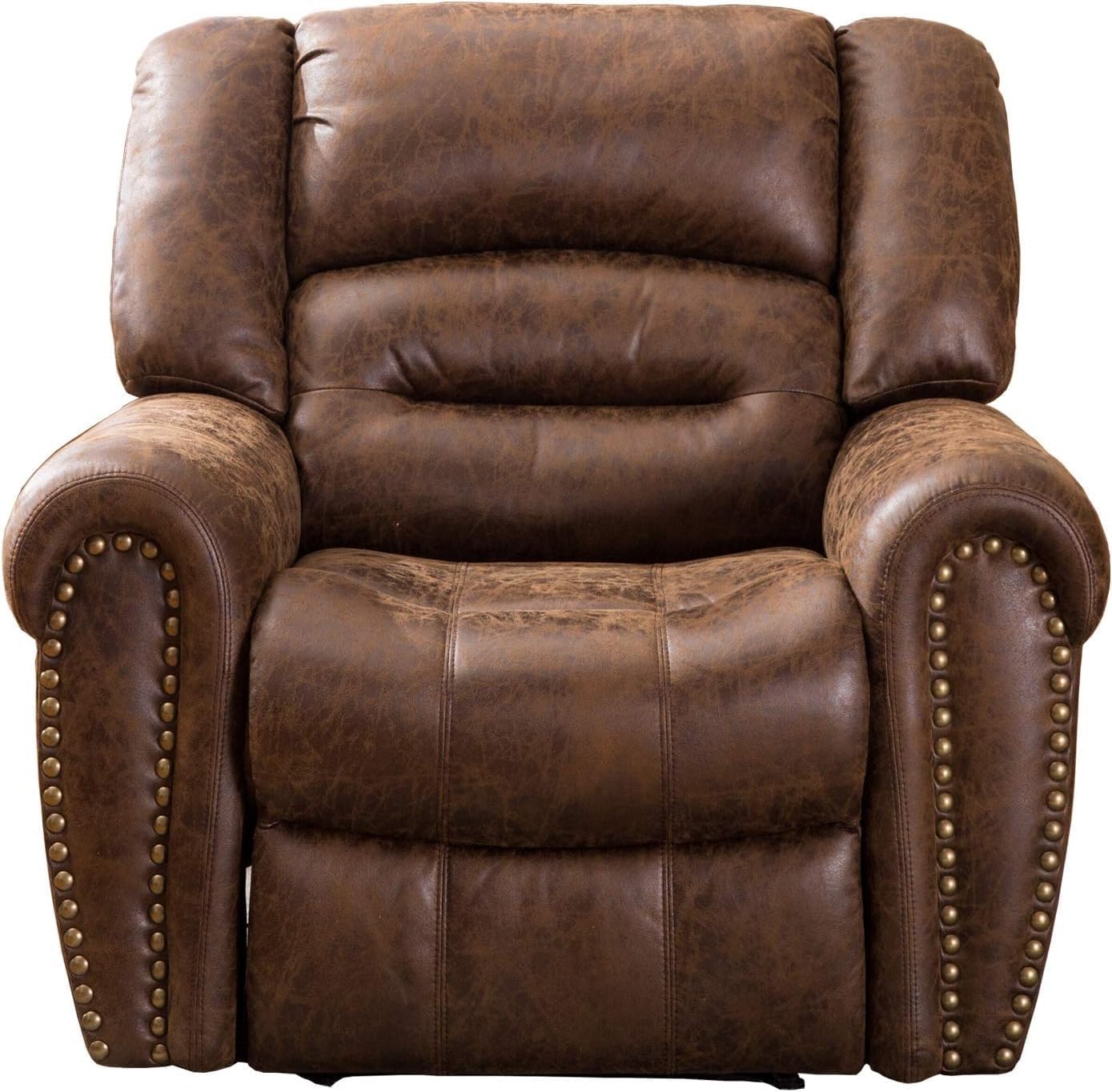 Distinctive Brass Rivets Design Electric Recliner Chair Breathable Bonded Leather Classic Single Sofa Chairs for Home Theater Living Room Bedroom