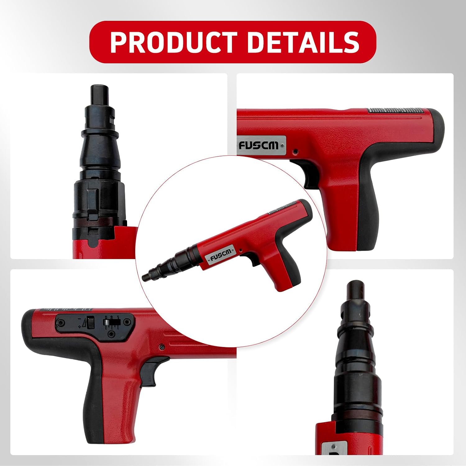 1' washered Fastener + .27 Cal Semi-Auto Powder Actuated Tool with Power Indicator