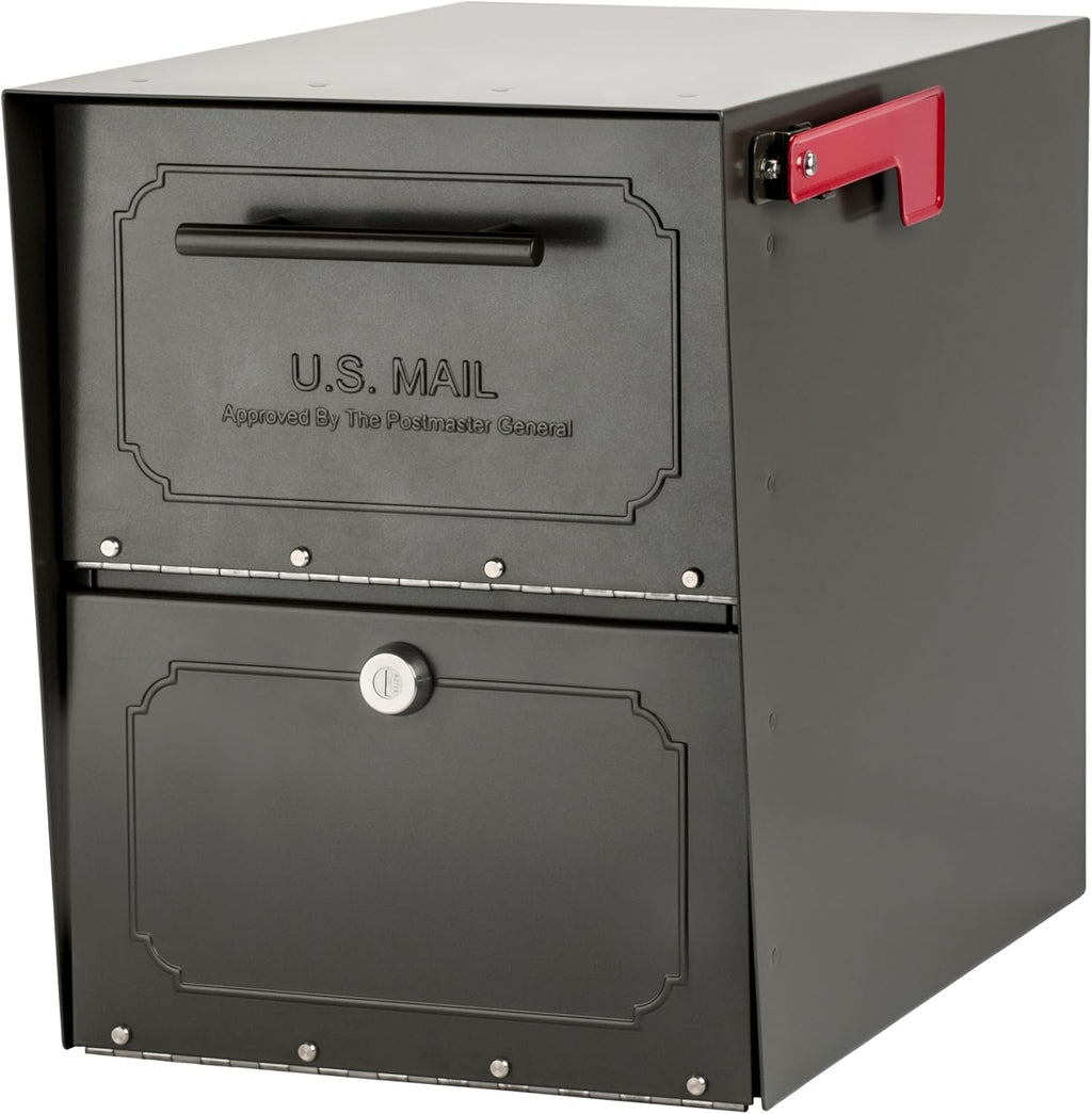 Architectural Mailboxes 6200Z-10 Oasis Classic Locking Post Mount Mailbox, 18'D x 11.5'W x 14'H ,Graphite Bronze