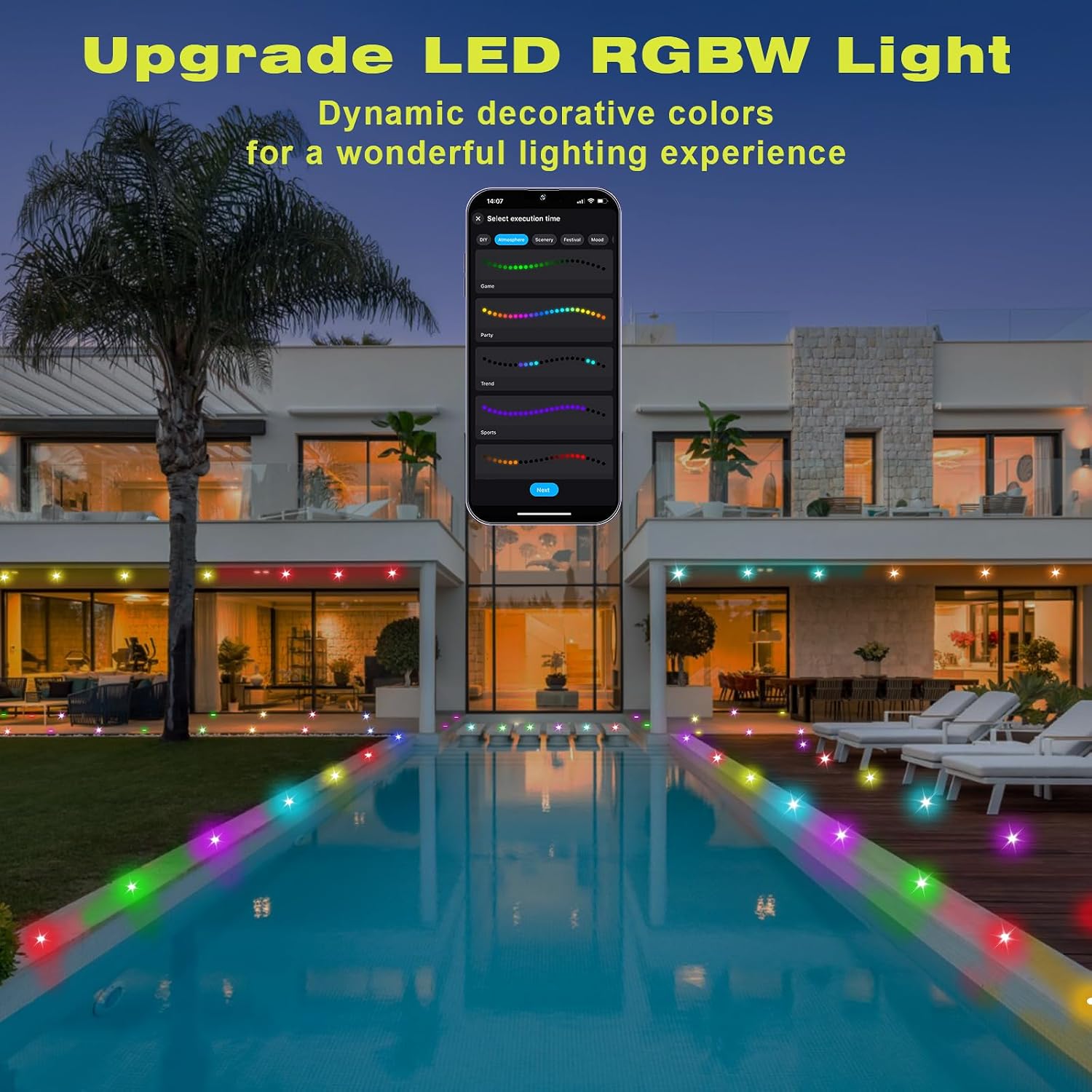 FVTLED LED Deck Lights Kit, Φ1.22 Low Voltage WiFi Pixel RGBW+IC Multi-Color Dynamic Deck Lighting with Remote Control, IP67 Waterproof Outdoor Step Lights DC12V for Garden,Steps,Stair(50 Pack, Black)