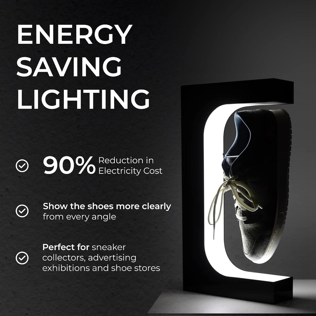 Ozarke Floating Levitating Shoe Display Unique Sneaker Table Lamp with Magnetic Levitation 360-Degree Rotation for Bedroom Bedside, Living Room & Home Office - Black