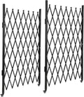 61' H x 122' W Folding Security Gate, Heavy Duty Steel Expandable Barrier Bi-fold Door with 360° Swivel Casters & Key Lock, Retractable Rolling Scissor Gate for Garage Driveway Warehouse, Black