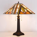 Tiffany Table Lamp Bronze Mission Style Stained Glass 16X16X23 Inches Desk Reading Light for Bedrooms Living Room Study Home Office