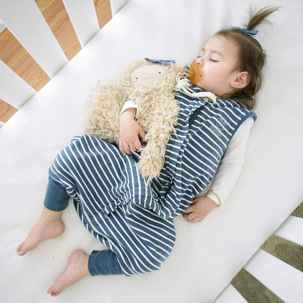 Woolino 4 Season Baby Sleep Bag with Feet Holes, Australian Merino Wool and Organic Cotton, Toddler Sleeping Bag, 18-36mo, Navy Blue