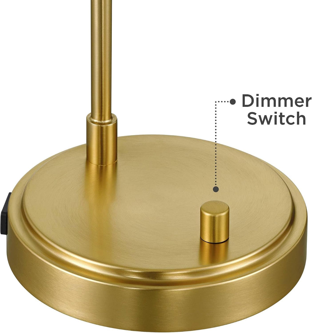 360 Lighting Kelowna 25' High Modern Desk Lamp with USB Charging Ports A+C and AC Power Outlet Gold Antique Brass Finish Metal White Globe Shade Home Office Living Room Bedroom
