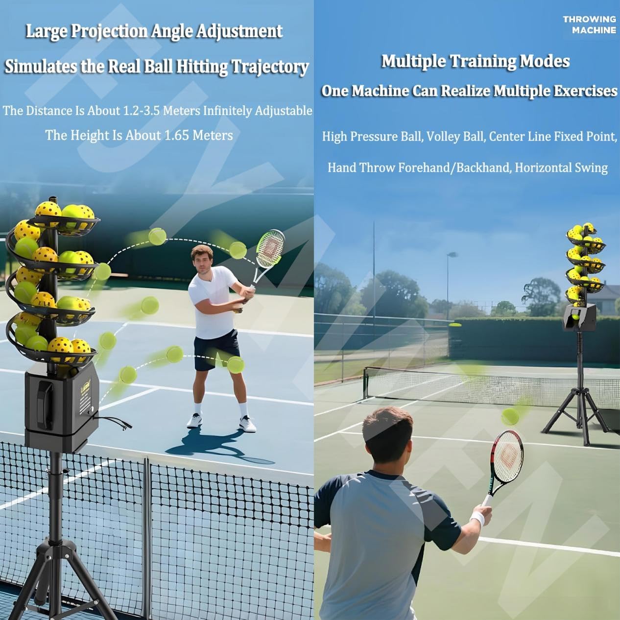 Remote Control Tennis Ball Machine, Portable Tennis Ball Tosser with Triangular Base, 33 Ball, for Self-Play Ball Launcher Beginners, Kids, Coaches, Home-Court