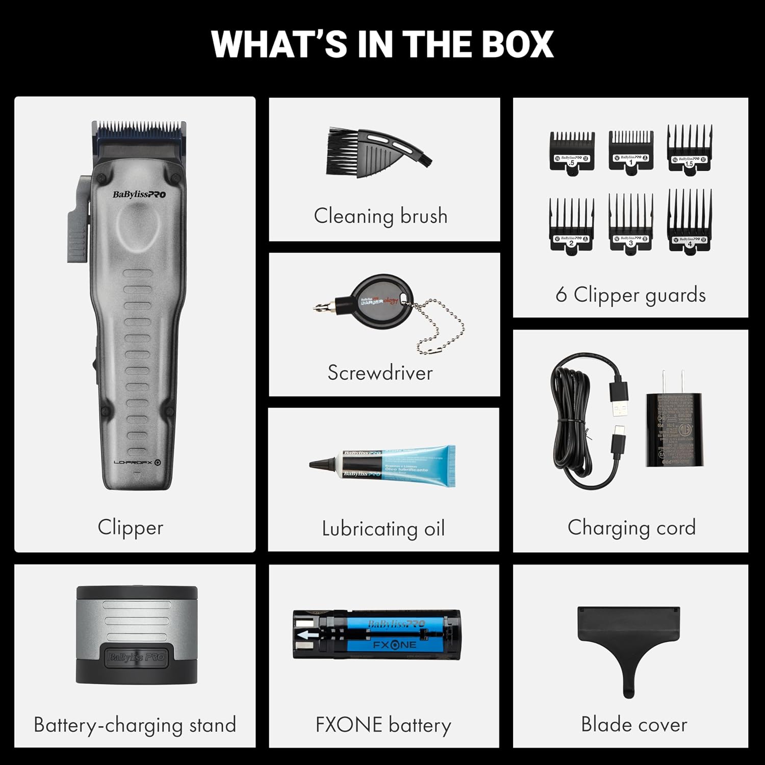 BaBylissPRO FXONE LO-PROFX Professional Cordless Clippers for Men with Interchangeable Battery