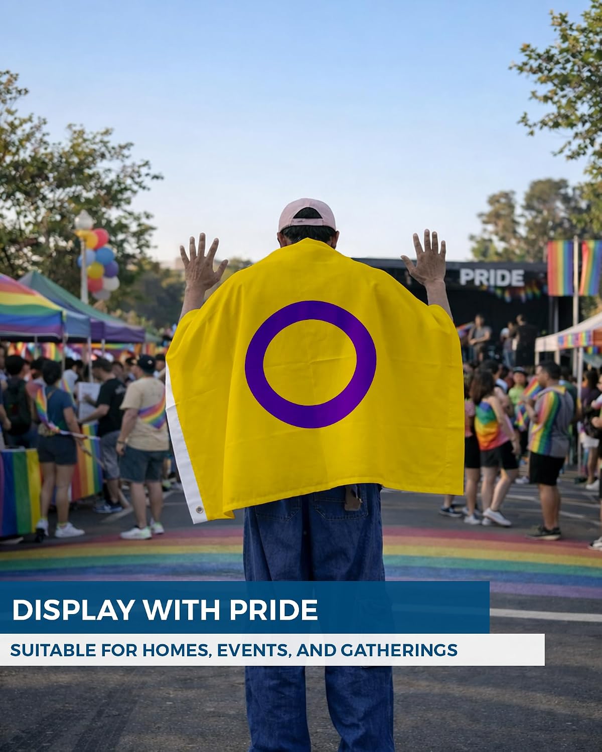 AGAS Intersex Pride Flag LGBTQ Pride 6x10 Ft - Double Sided 1 Ply 200D Nylon Brass Grommets Stitched Edges 100% Bleed Through Fade Resistant Indoor Outdoor