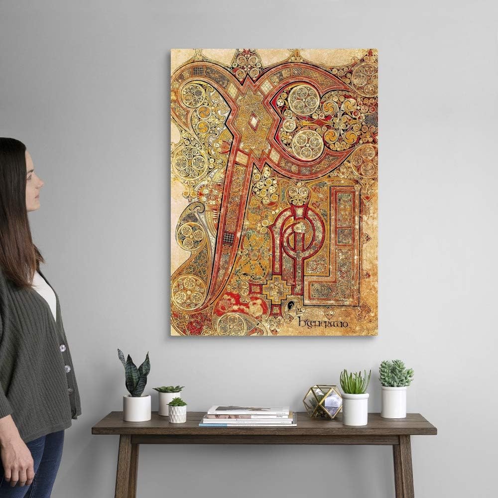 GREATBIGCANVAS Book of Kells. 8th-9th c. Chapter Letter Canvas Wall Art Print, History Home Decor Artwork,