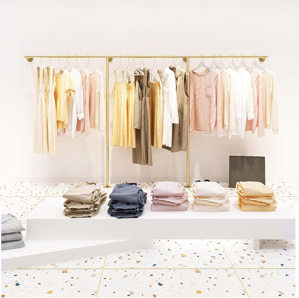 Household Retail Store Wall-Ceiling Mounted Clothes Rack,Creative Golden Boutique Clothing Store Clothes Rack,Multi-Purpose Closet Storage Clothes Rail/25(250cm