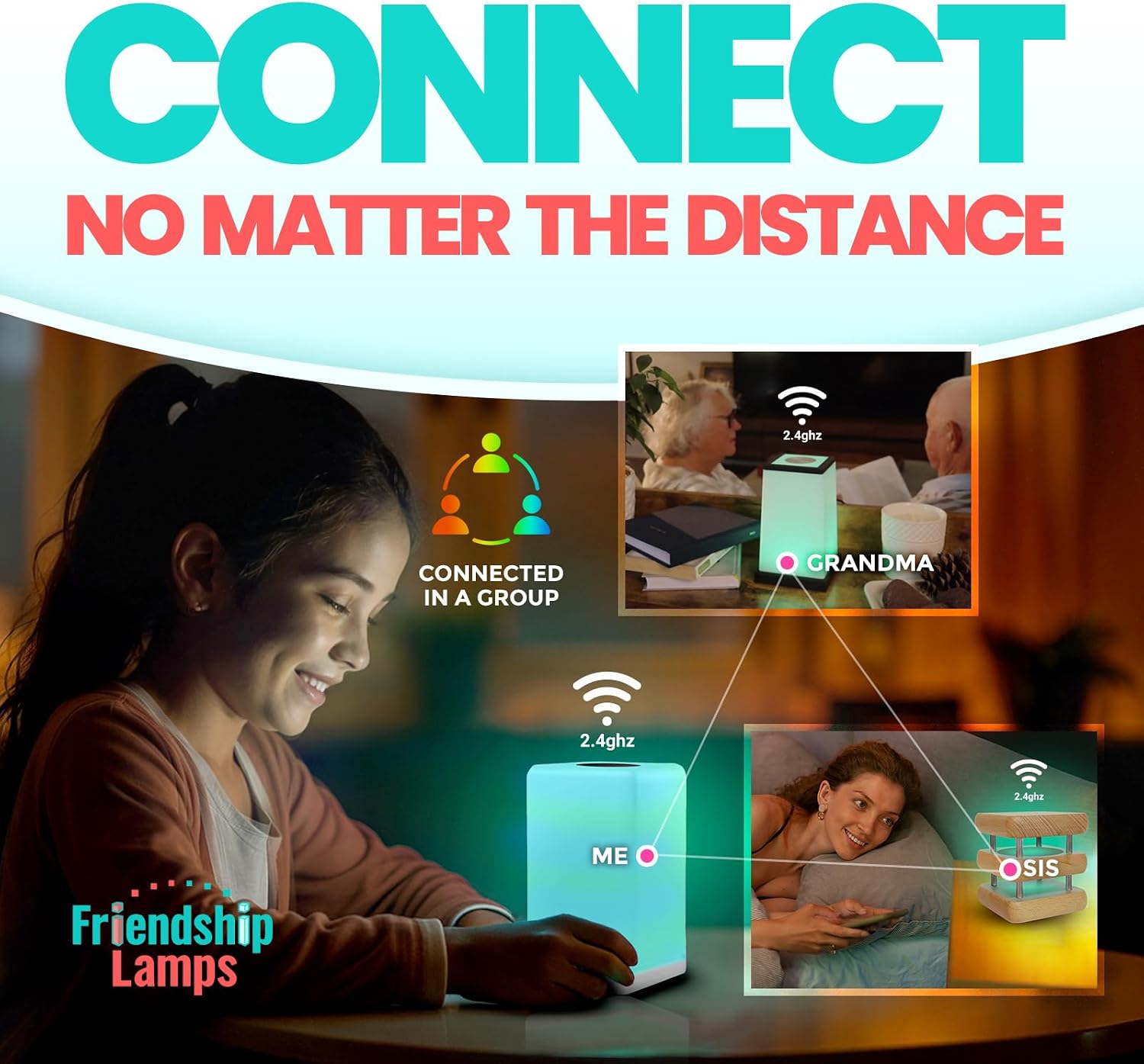 Friendship Lamp FriendLi by Filimin - Subscription Required Wi-Fi LED Light for Long Distance Touch Lamp, Present for Best Friend, Relationship, Family, Unique Gifts, Easy App Setup - Set of 6