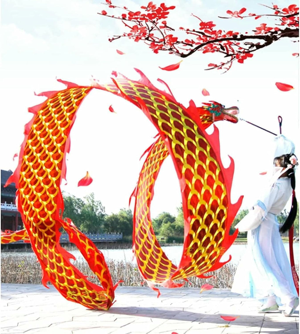 Chinese 3D Dragon Silk Dragon Dance Wu Long Ribbon Streamer Dragon and Lion Dance Props Outdoor Flinging Fitness Dragon Dance
