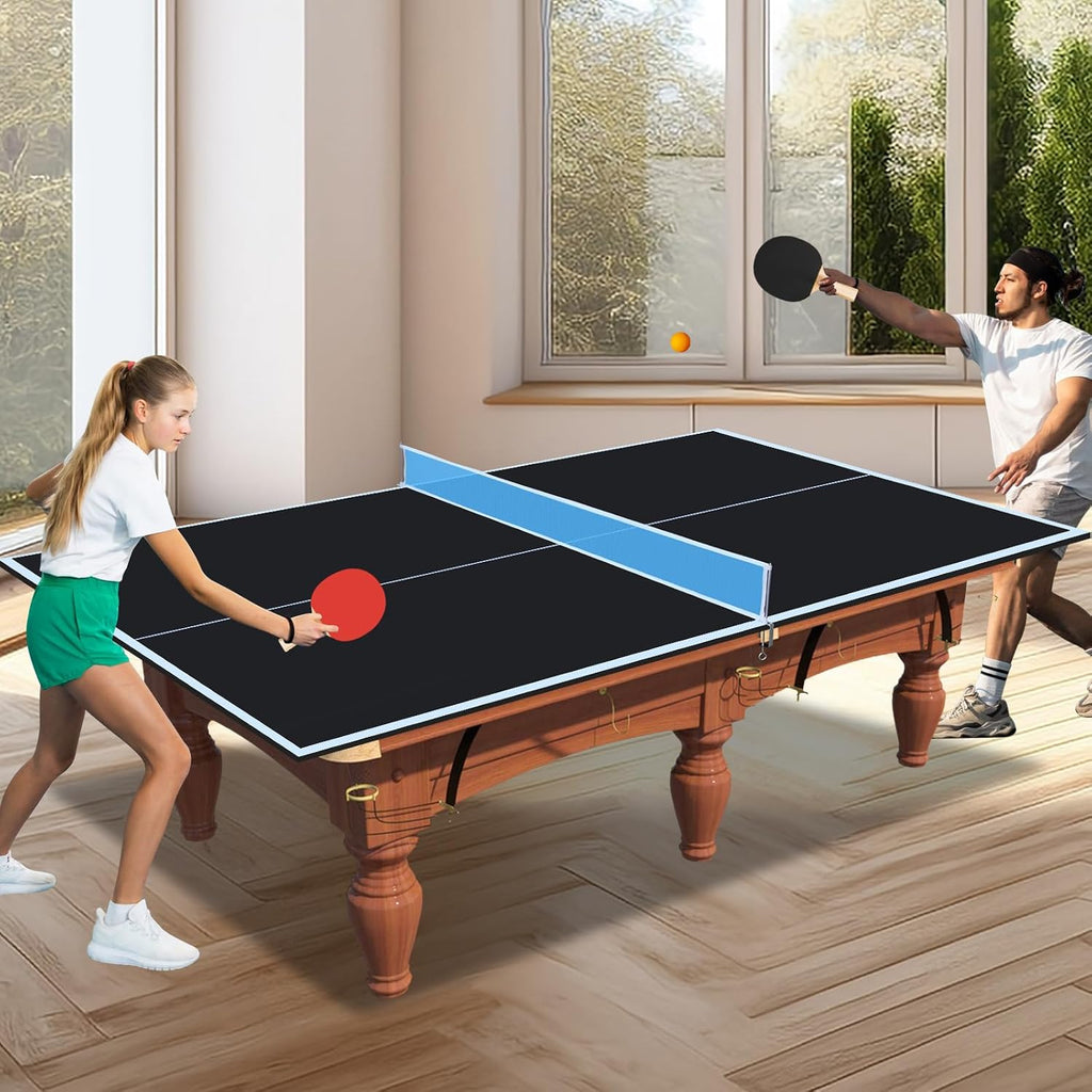 7/8/9Ft Mid-Size Ping Pong Conversion Top, Foldable & Portable Table Tennis Table Top with Net, No Assembly Needed, Indoor/Outdoor Table Tennis Surface