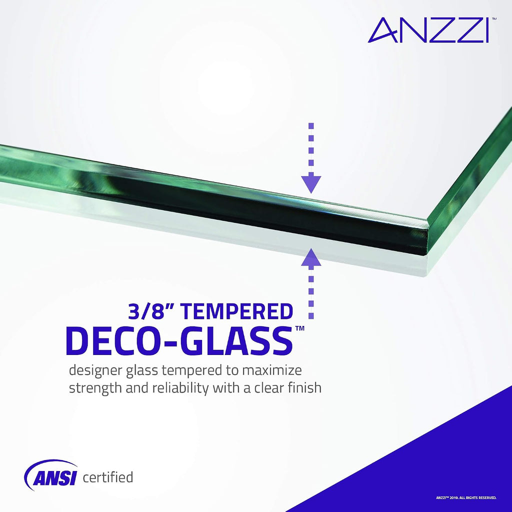 ANZZI 76 x 48 inch Frameless Shower Door | Brushed Nickel | Madam Complete Shower Kit | Water Repellent Sliding Glass Panel + Bottom Seal Strip Parts + Easy Glide Rollers | SD-AZ13-01BN