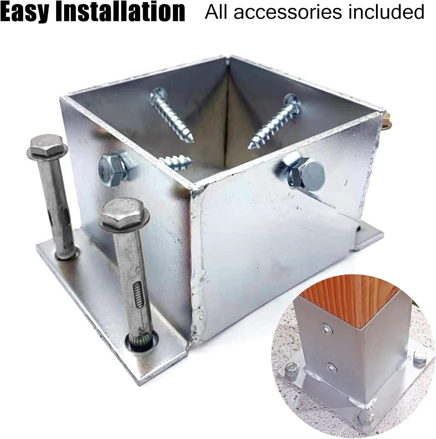 ZAQYCM Stainless Steel Post Base 2x2 3x3 4x4 5x5 6x6 7x7 8x8 Inch, Heavy Duty Post Bracket for Concrete/Wood Deck/Pergola/Mailbox, Railing Post Anchors Square (Size : 115x115 mm (4.5x4.5 in))