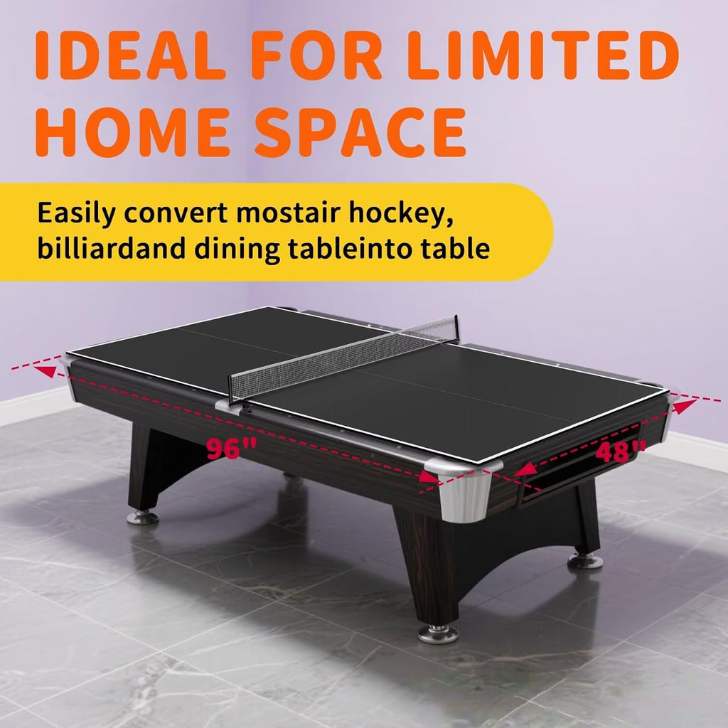 Ping Pong Table Topper for Pool Table, 8X4 FT Foldable Table Tennis Table Conversion Top with Net & Premium Foam Padding - Perfect for Family Game Rooms