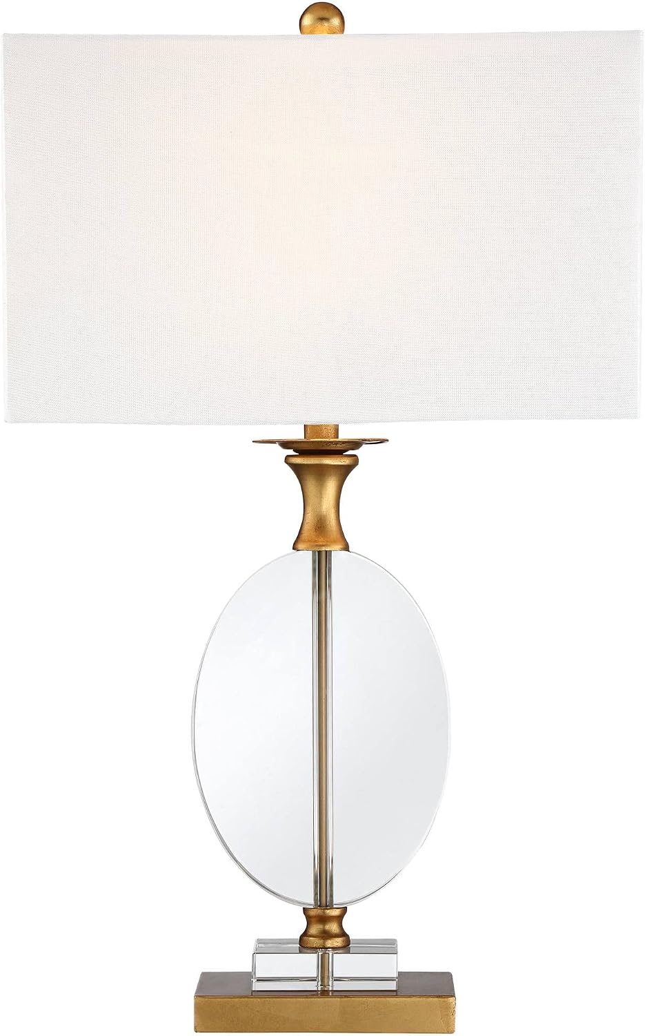 Vienna Full Spectrum Valerie Modern Glam Luxury Table Lamp 28' Tall Gold Clear Crystal Glass White Fabric Rectangular Shade for Living Room Bedroom House Bedside Nightstand Home Office Family