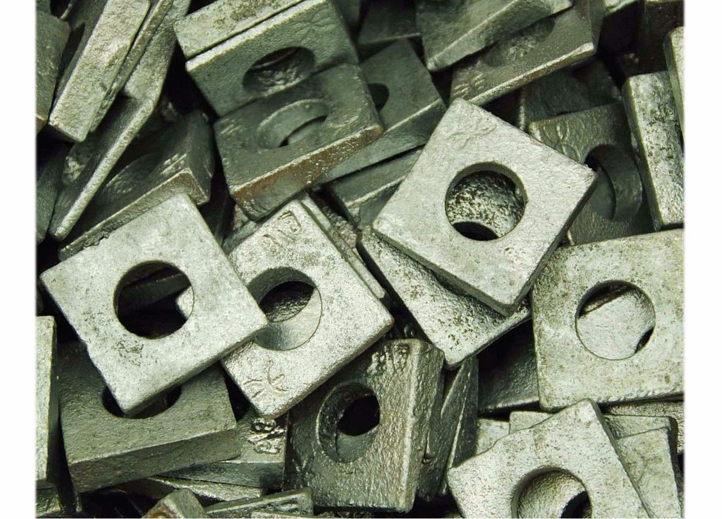 New Package of 50 (pcs) Galvanized 5/8' Square Bevel Washers I-Beam Flange Wedge Set #MO2618-P Warranity by Pr-Mch