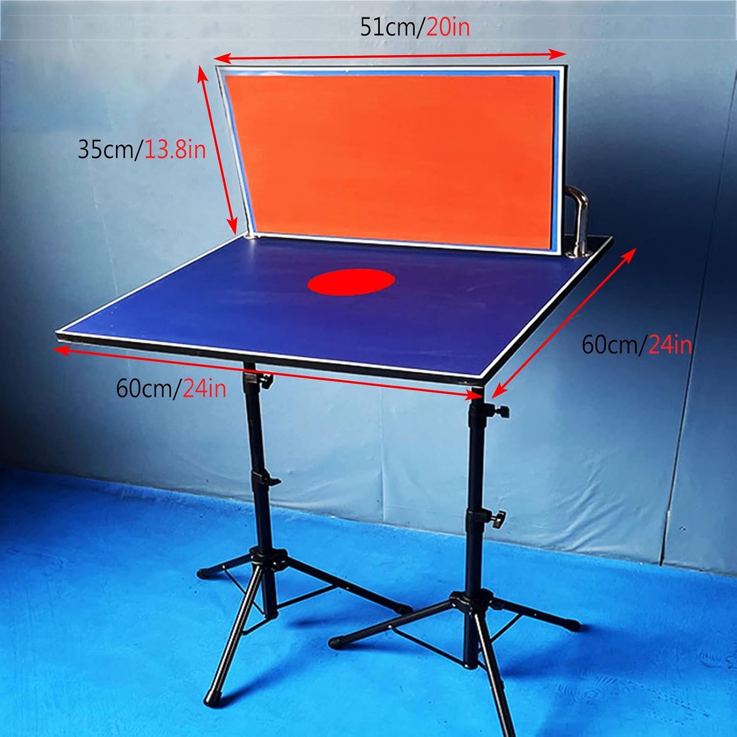 Table Tennis Self Training Equipment, Ping Pong Rebound Board with Red Rubbers for Adult Kids, Height Adjusted Ping-Pong Sparring Springback Machine with Table