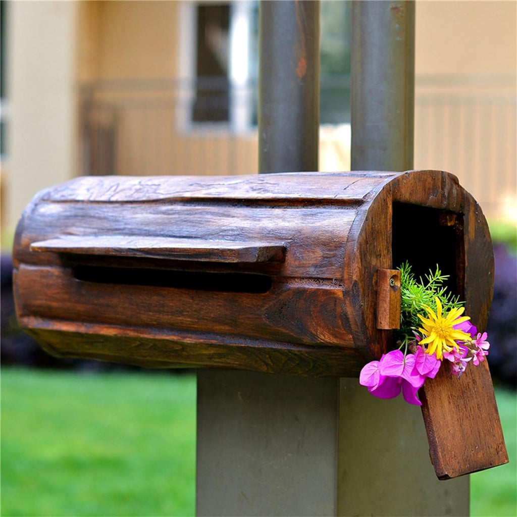 MELPHI Mailboxes for Outside, Security Key Drop Box, Wooden Mailbox, Hanging Secure Post Box, Easy Mount, Garden, Outdoor Decoration for Outside, Home, Front Door