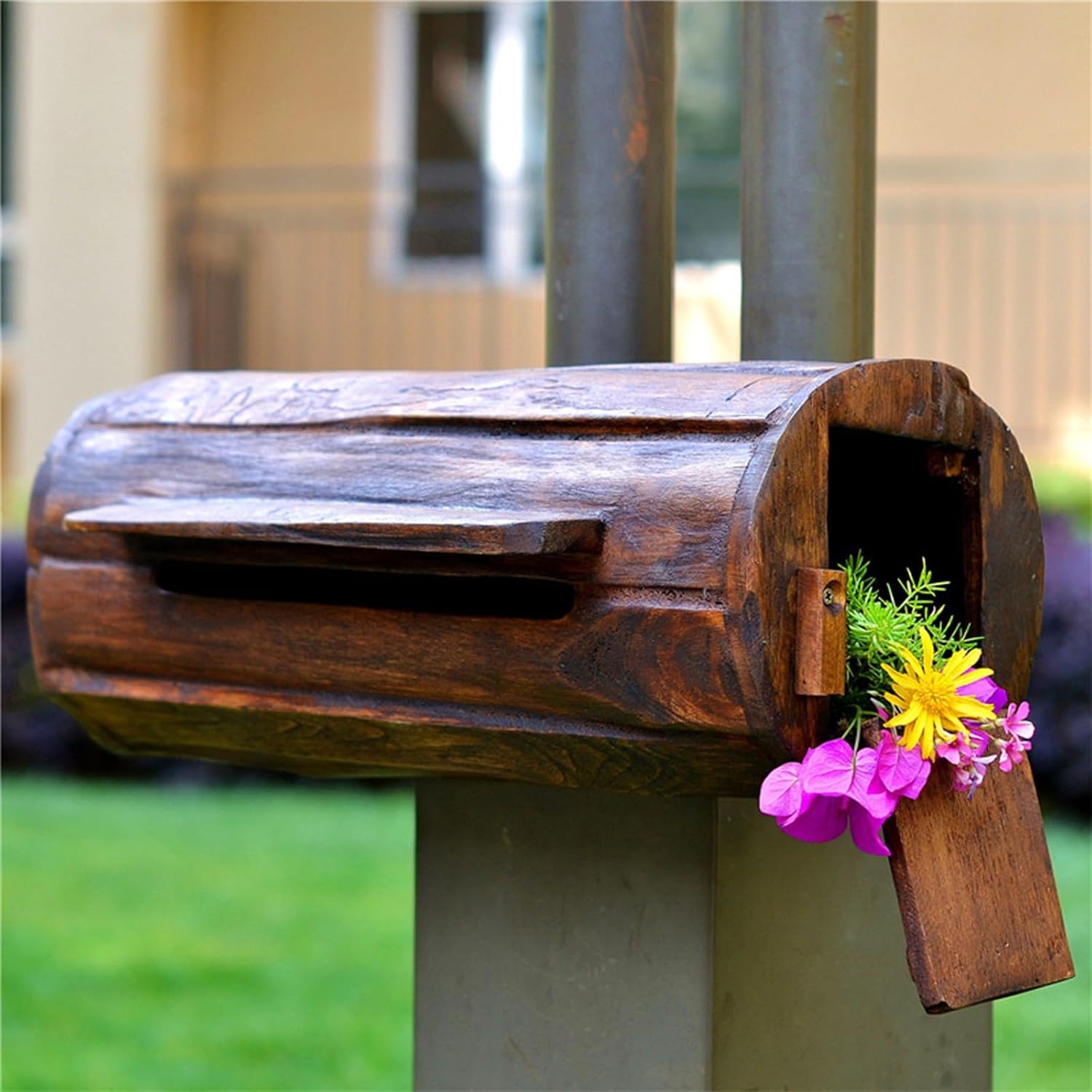 MELPHI Mailboxes for Outside, Security Key Drop Box, Wooden Mailbox, Hanging Secure Post Box, Easy Mount, Garden, Outdoor Decoration for Outside, Home, Front Door