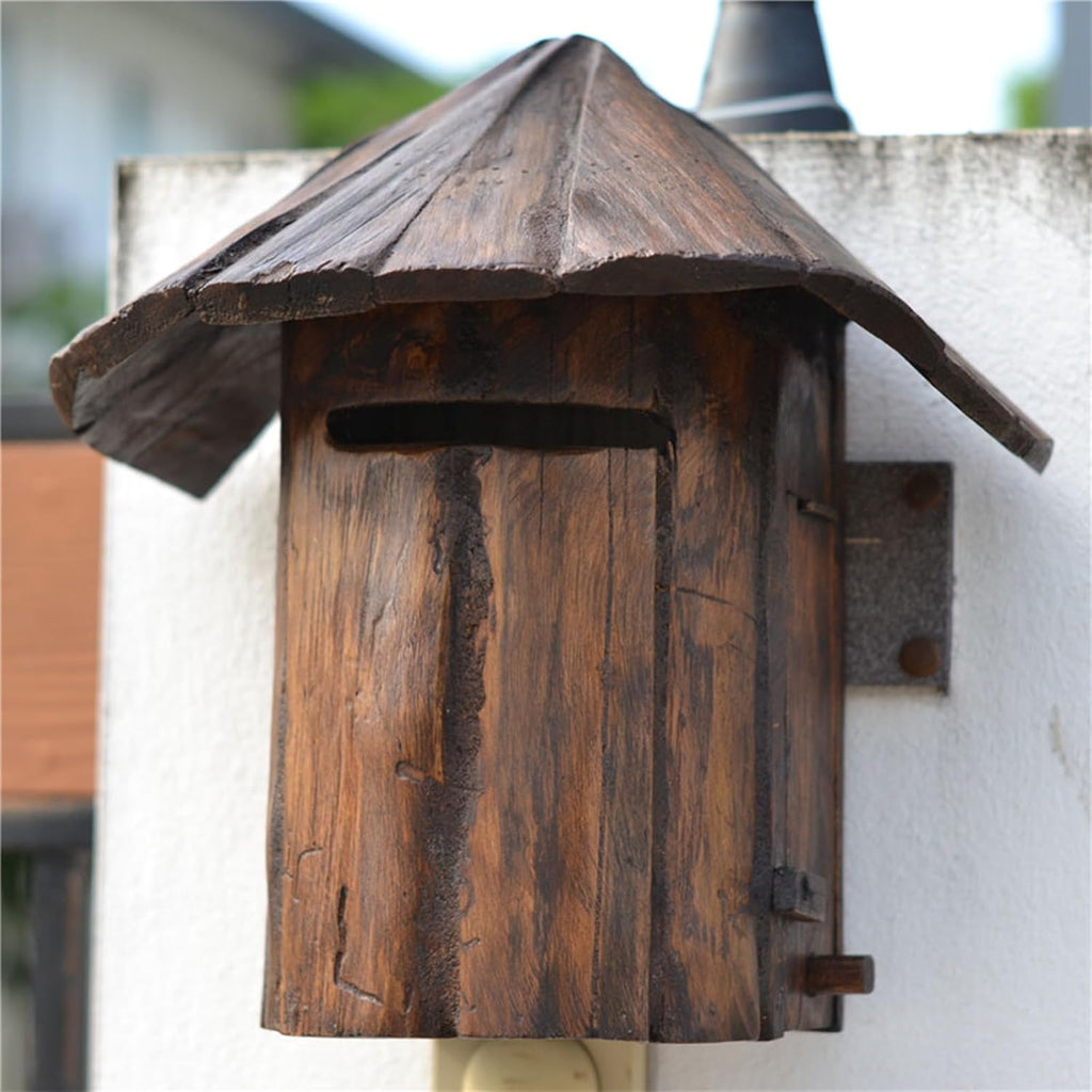Wooden Cabin Mailbox,Small Mailboxes,Post-Mount Mailbox,Outdoor Rainproof Letter Box,Wall-Mount Mailbox,Mailboxes for Outside,for Home Bar House Decor 1pc