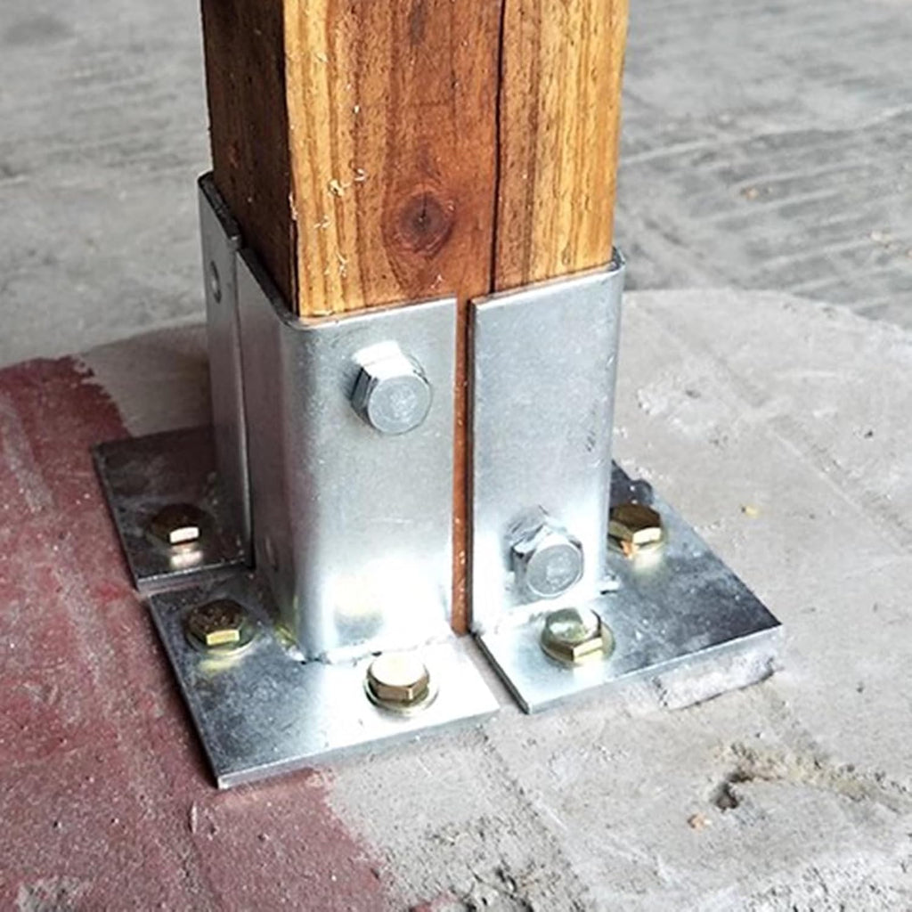 Flexible Post Base Wood to Concrete, Sturdy Stainless Bracket Anchor for Wooden Mailbox/ Patio Fence, Protect Pergola Deck Railing From Lawnmower ( Color : 4 Pcs , Size : 70x70x100 mm(2.7x2.7x4 in) )