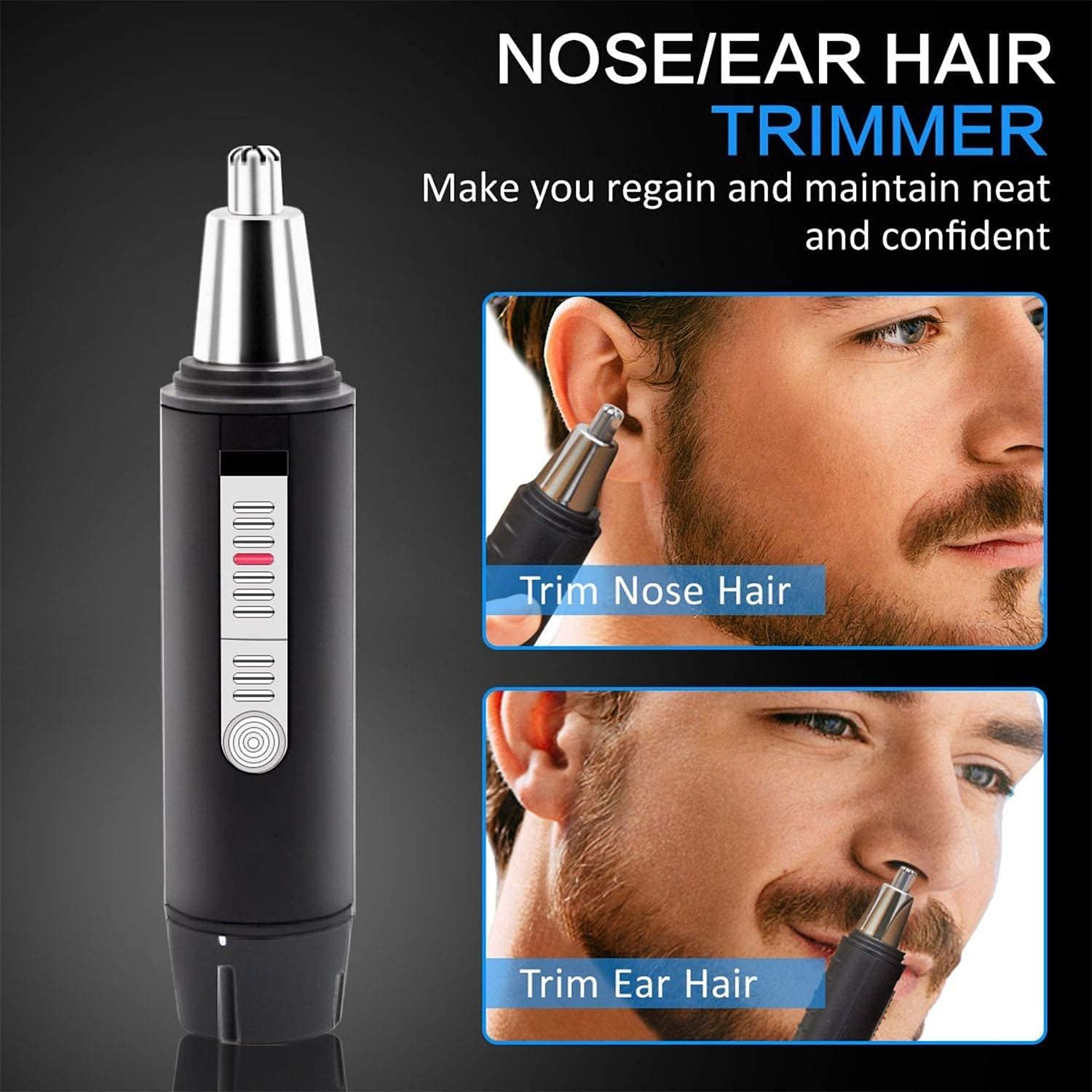 Ear and Nose Hair Trimmer for Men, 2021 Professional USB Rechargeable Nostril Nasal Hair Cleaning System, Lightweight Waterproof Nose Hair Clippers for Women (Silver)