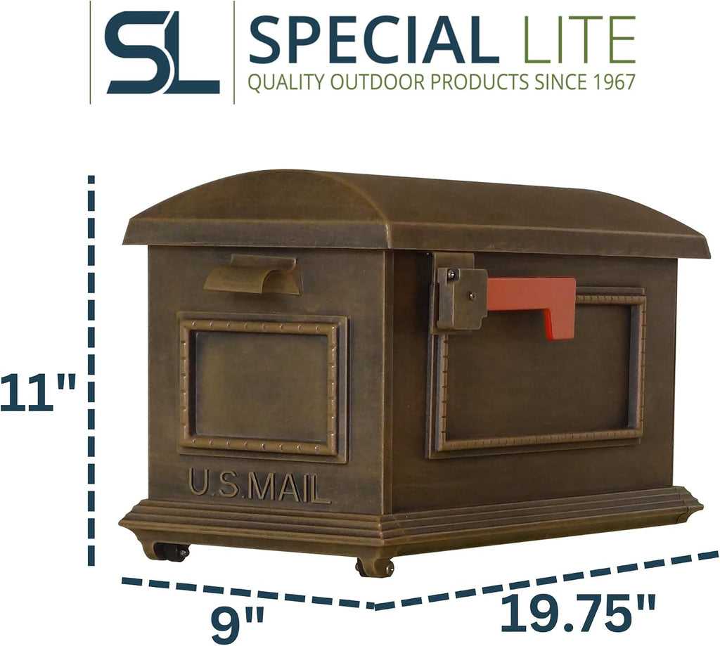 Special Lite Traditional Curbside Mailbox - Copper Aluminum Mailbox for Post Mount - SCT-1010-CP