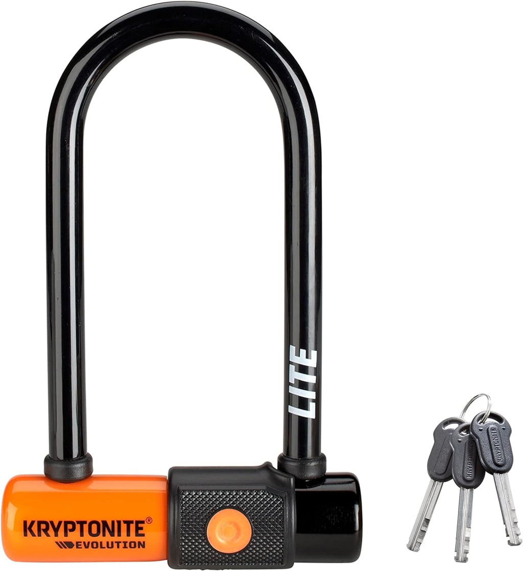 Kryptonite Evolution Lite Mini-6 Bike U-Lock, Lightweight Anti-Theft Bicycle U Lock, 11mm Steel Shackle with Keys, High Security Lock for Bicycles Scooters | bike-locks