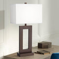 360 Lighting Marshall Modern 3-Way Table Lamp 30 1/4' Tall with Dimmer and USB Charging Port Bronze Open Window White Rectangular Shade for Bedroom Living Room Nightstand Bedside Night Stand Office