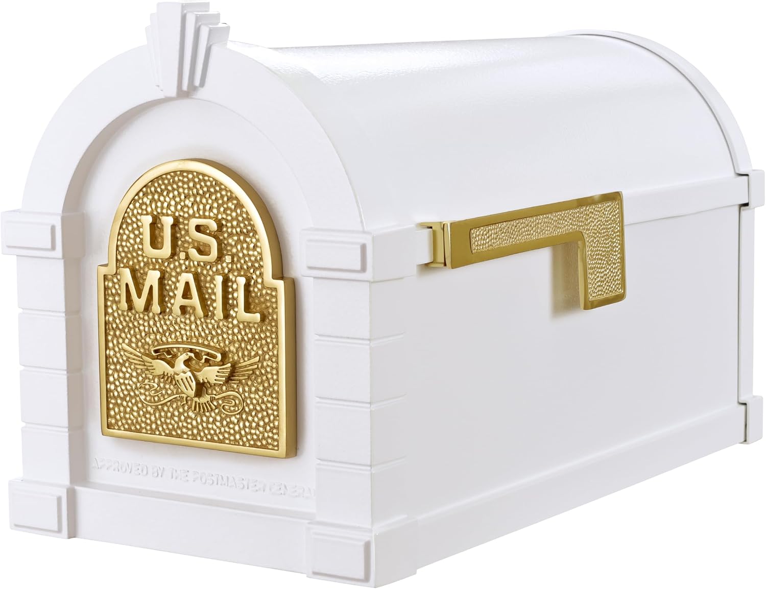 Gaines Keystone Series Mailbox - White with Polished Brass Eagle