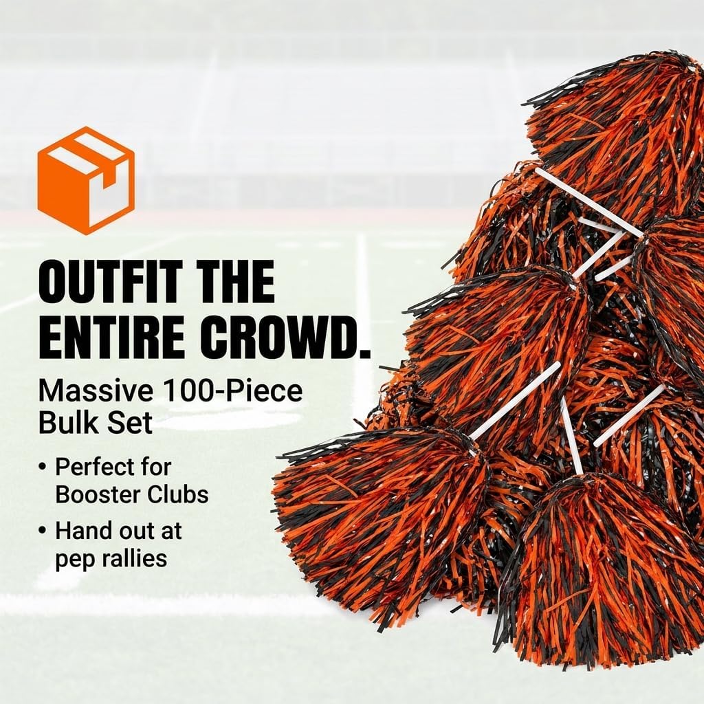 Anderson's Premium Two-Color School Spirit Shakers, Cheerleader Pom Poms, Sports Fan, Football, Basketball, Homecoming, Squad, Team, Party, Dance Club, Performance, Celebrations
