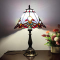 Tiffany Table Lamp Purple Baroque Style Stained Glass Lamp 12X12X19 Inch Antique Lamp for Office Home Bedroom Living Include 3-Color LED Bulb