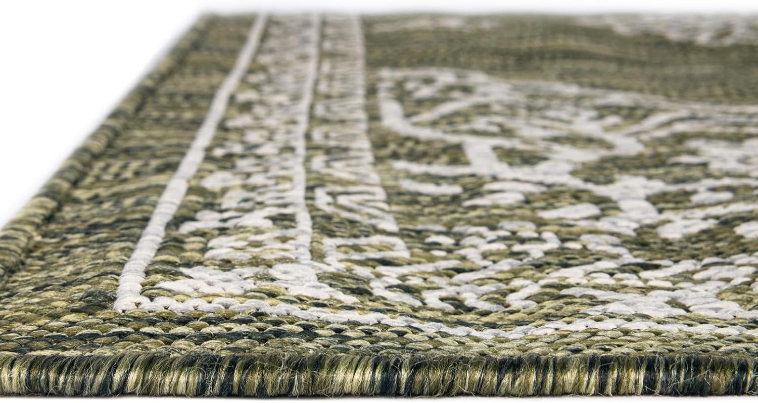 Unique Loom Outdoor Traditional Collection Area Rug - Antique (13' 1' Square Green/Ivory)