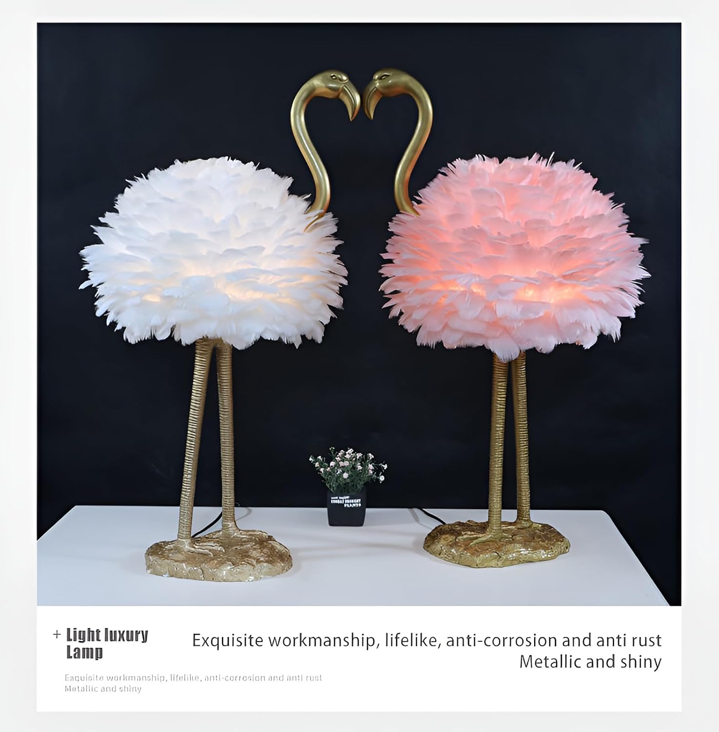 Feather Lamp Led Desk Lamp Flamingo Shape with Remote Control, Flamingo Table Lamp Feather Lamp,Bedside Table Lamp Decoration Light for Bedroom House Dining Room,(Color:Gray)