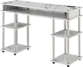 Convenience Concepts Designs2Go No Tools Student Desk with Charging Station and Shelves, White Marble