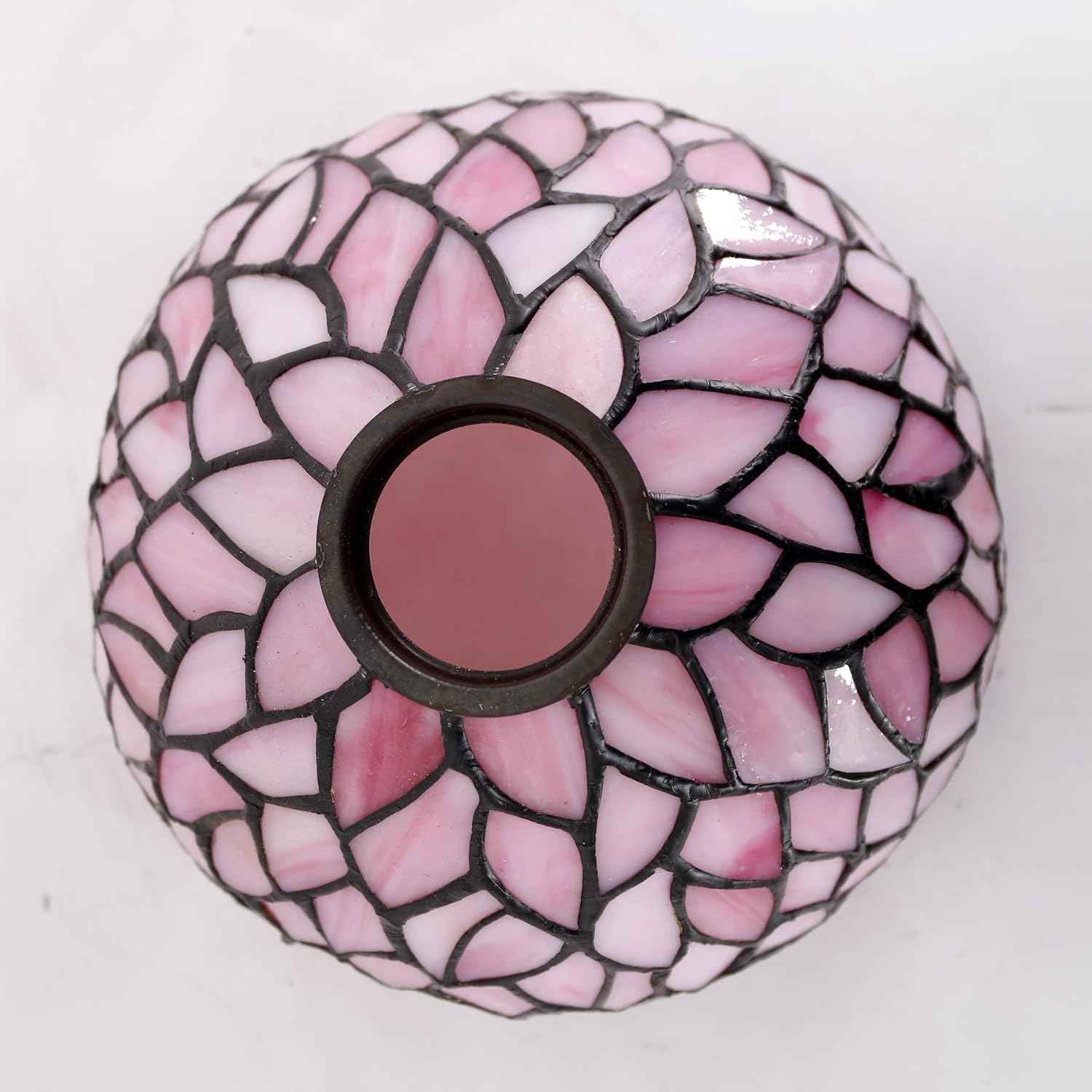 WERFACTORY Tiffany Lamp Pink Wisteria Style Stained Glass Table Desk Reading Light, Metal Leaf Base 8X10X21 Inches Decor Small Space Bedroom Home Office S523P Series