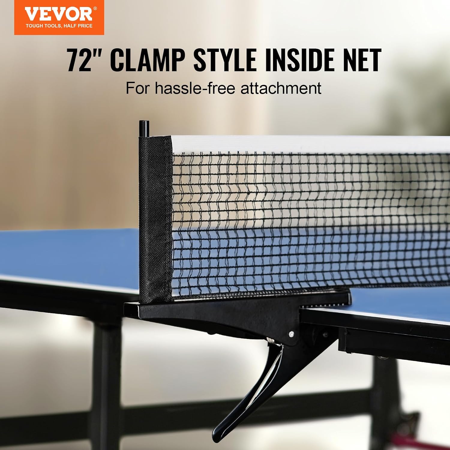 VEVOR Ping Pong Table, Professional Table Tennis Game, Indoor MDF Portable Table Tennis Table, Foldable Ping Pong Table with Quick Clamp Net and Lockable Wheel, 10 Minute Easy Assembly, 12mm Tabletops