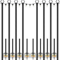 Mutovlin 8 Pack String Light Poles,10 Ft Light Poles for Outside String Lights,Outdoor Lights Pole with Fork,Metal Poles Stand for Patio Deck Backyard